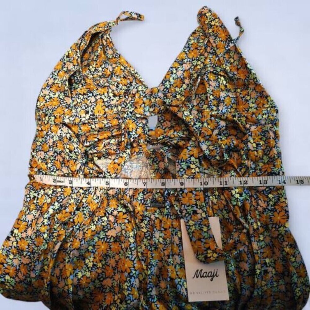 BNWT Maaji Olive Floral Maxi Slip Dress with Front Slit - Picture 8 of 10